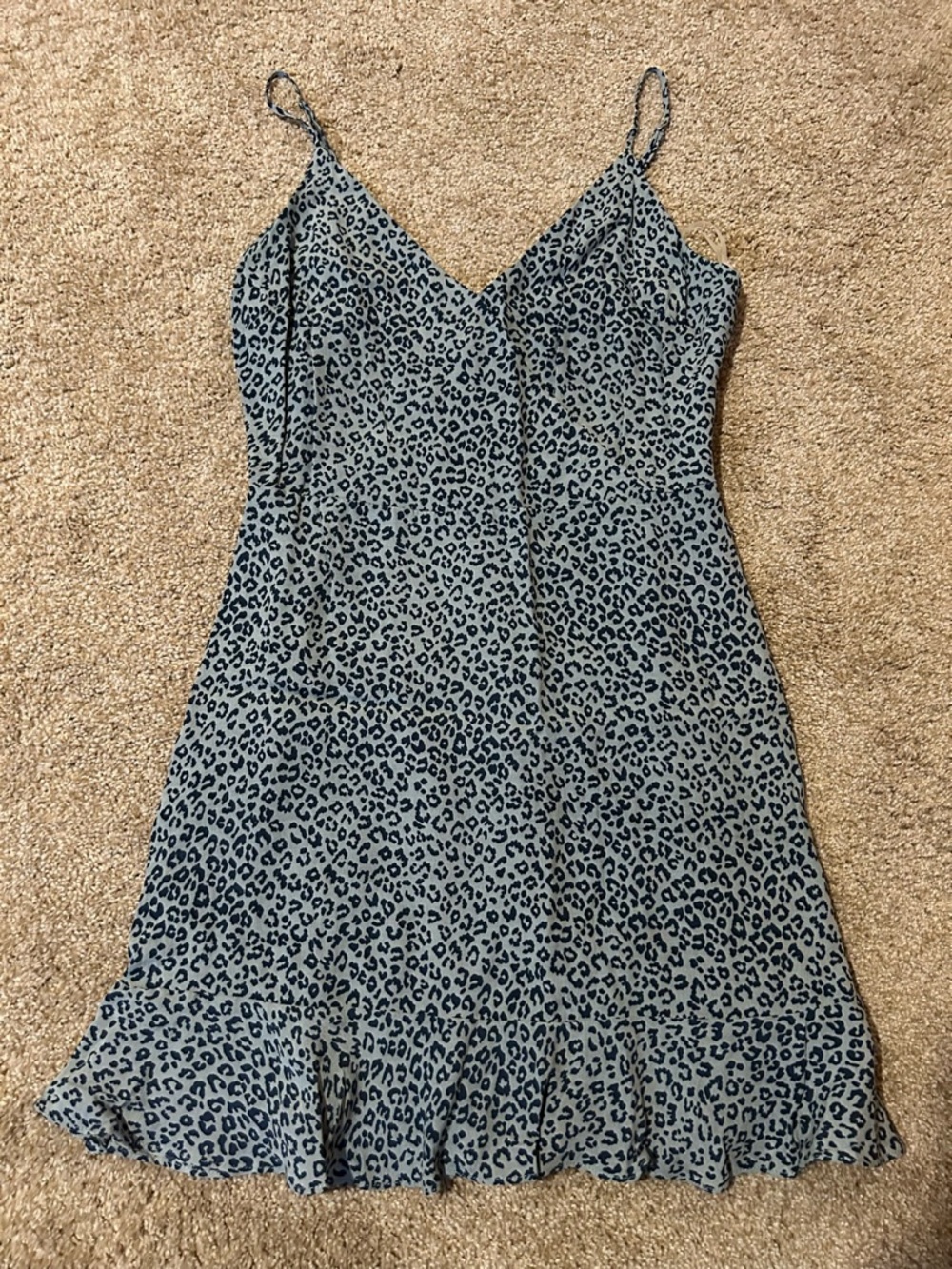 All in Favor Leopard Slip Dress with Ruffle Hem